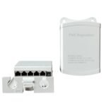 paruht deluxe poe waterproof extender, 1 in and 4 out, 10/100 poe repeater device, white dlxpoewpf1i4o